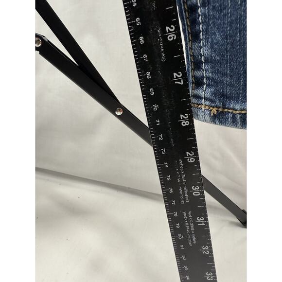 Itzme Premium Women’s Jeans Size 11 Stretch Blue Distressed Flap Pocket Straight - Picture 16 of 16